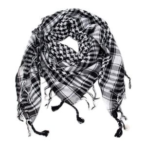 Sciarpe Arabo Keffiyeh Uomo Inverno Tattico militare Sciarpa antivento Bianco e nero 100% cotone Musulmano Hijab Shemagh Square