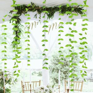 Party Decoration PVC Green Leaves Hanging Garland Banner Pendant For Hawaiian Summer Jungle Birthday Wedding Home Baby Shower Party