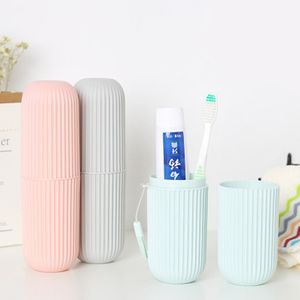 Toothbrush Storage Case Cup for Travelling Round Plastic Box Oral Portable Toothpaste Holder Household Organizer