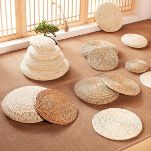 Kudde/dekorativ kudde rotting futon tatami meditation kudde förtjockad gräs pir runda avföringsstrå fönster säte kuddscushion/deco