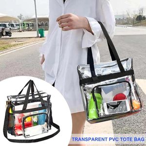 Förvaringspåsar kvinnor pvc axel gym clear väska unisex casual transparent handväska resa stor kapacitet crossbody satchel handväska messenger tote