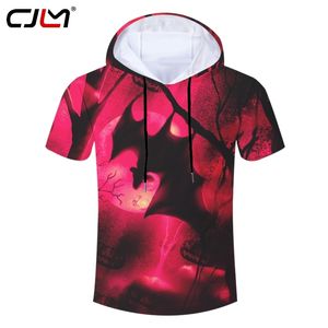 Man Halloween 3D Tryckt Animal T Shirt Creative Moon and Bat Mens Clothing Gothic Large Size Wholesale Hooded Tshirt 220623