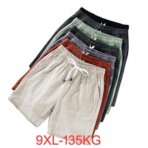 Summer Men cotton linen shorts chinese style plus size big 6XL 7XL 8XL 9XL shorts casual men home Stretch shorts green Orange 49 220602