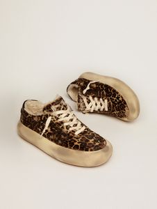 Little Dirty Shoes Luxuriöse italienische Vintage-Designer-Schuhe aus handgefertigtem Space-Star-Animal-Print-Pony-Leder mit Shearling-Futter-4