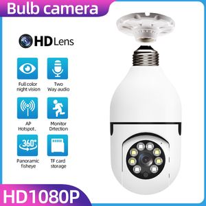 Câmera de vigilância de bulbo home wifi hd 360 rotação panorâmica telefone celular celular remoto interno sem morto câmeras IP