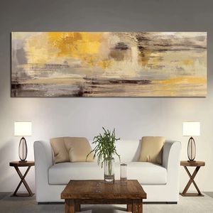 Modern Abstract Abstract Yellow Oil Painting on Canvas Posters e impressões escandinavas Arte da parede Picture Bedroom Sala Cuadros Decor