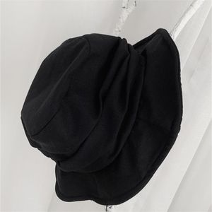 Umi Mao Yamamoto Wind Dark Black Black Letro Fisherman Hat Men Men Fold Design Hat Harajuku Y2K Femme Hombre Gothic 220812