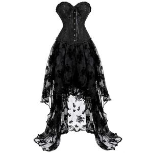 Bustiers & Corsets For Women Corset Dress Sets Tutu Lace Sexy Overbust Gothic Plus Size Wedding Costume Burlesque Victorian BlackBustiers