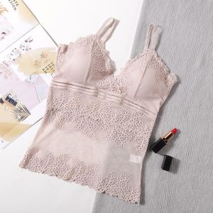 Camisoles & Tanks Transparent Lace Tops Women Tank Top Sexy Lingerie Deep V Beauty Back See Through Underwear Padded Camisole FemmeCamisoles