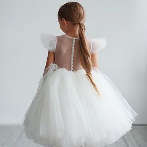 Teenager Mädchen Kleid Kinderkleidung Party Elegante Prinzessin Lange Tüll Baby Mädchen Kinder Spitze Hochzeitszeremonie Kleider 220324