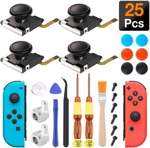 Switch Joypad Left Right Replacement Repair Kit For Nintendo Switch Controller Thumb Sticks Sensor 3D Joystick Metal Buckles