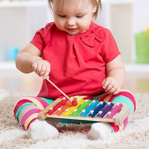 Zabawki dla niemowląt ksylofon edukacyjny drewniany drewniany ośmio-notowy styl Frame Musical Toys maluch dzieci dzieci 2-4 lata Montessori Toys 220706