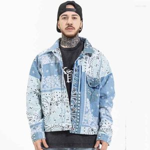Men's Jackets Men's Jackets Sell Splicing Contrasting Colors Jean Double-sided Reversible Printed Denim Jacket x0913 x0913