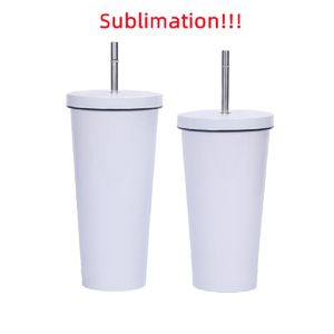 Sublimation Blanks Tumbler 500ml Ze Stali Nierdzewnej Kawa Kubek Kubki Kubki z pokrywką Podwójna ściana Coffee Cup Travel Kubek Sublimacja Kubki