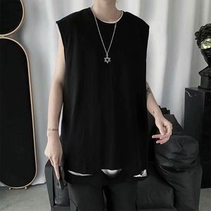 Men's T-Shirts Summer Plus Size Men Clothing Tank Tops Black White Gray Singlets Sleeveless Fitness Vest Bodybuilding Male W220426