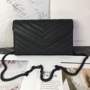 عالية الجودة مصمم حقيبة Crossbody حقيبة كتف حقيبة يد الموضة محفظة سلسلة سوداء مع صندوق امرأة حامل بطاقة WOC جلد طبيعي الكافيار حقائب ساع النساء