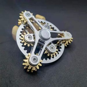 1 st Delicateness Gear Hand Spinner All Copper High Quality Fidget Nine Teeth Linkage EDC Metal Alloy Toys 220719