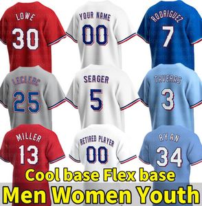 Corey Seager Adolis Garcia Baseball Jerseys Leody Taveras Kole Calhoun Brad Miller Marcus Semien Mitch Garver Taveras Solak Lowe Rodriguezジャージー