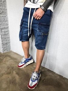 Dżinsowe letnie hip-hopowe rozciąganie lekkie niebieskie dżinsy krótkie dla mężczyzn dżinsowe spodnie swobodne plus duże męskie