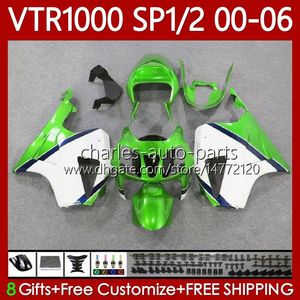 OEM Bodywork For HONDA VTR RTV 1000 RC51 00-06 Bodys 123No.125 SP1 SP2 VTR1000 RTV1000 00 01 02 03 Green blue white 2004 2005 2006 VTR-1000 2000 2001 2002 2003 04 05 06 Fairing