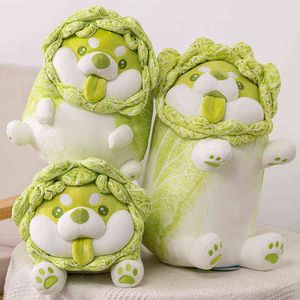 Nuovo stile carino coccole vegetale giapponese coccole creative carbone shiba inu cuscino coccolone di divano bambola per bambini j220704