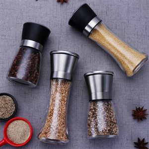 Salt And Pepper Grinder Refillable Stainless Steel Shakers With Adjustable Coarse Mills Portable spice jar containers 220727