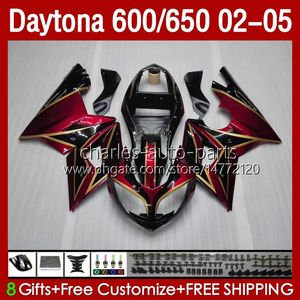 Kit de carroçaria para Daytona 650 600 CC 2002 2003 2004 2005 Body 132NO.107 Cowling Daytona650 02-05 Daytona600 Metálico Red Daytona 600 02 03 04 05 Abs motocicleta