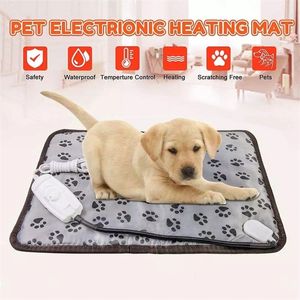 Pet Dog Cat Electric Heat Pad Vinter Varma mattor för djur Temperaturjusterad vattentät uppvärmning Mattmatta Uppvärmda kuddar 210401