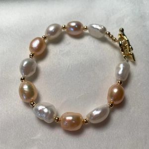 Strand Ladies Bracelet Bright Natural Pearls Barroco Retro Acessórios de moda de moda Handmade Gifts 18K Postagem de ouro.