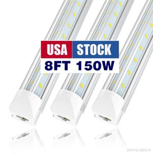 JESLED 8FT LED Shop Light, 8 Foot 150W 15000LM 6500K Tube Lamp , Daylight White, V Shaped, SMD 5730, T8 Integrated Lights for Garage Warehouse Stock In USA