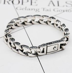 S925 Sterling Silber Gliederarmband Vintage Herrenmode Großzügiges Armband wird nie verblassen Schmuck 60g DHL-freie Lieferung