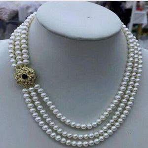 Triple Strands South Sea Белое жемчужное ожерелье 18 