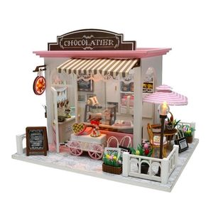 Diy Doll House Miniature Dollhouse med möbler Trähus Miniaturas Toys For Children New Year Christmas Gift CM T200116