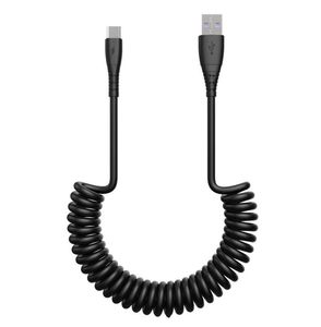 3A Spring Micro USB Type C -kablar Snabb laddningstråd för Huawei Xiaomi Samsung OnePlus Mobile Telefon Data Cord USBC Cable