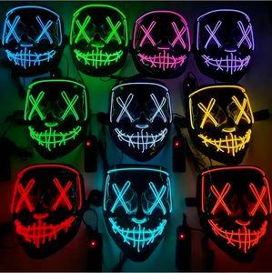 Festlig fest Halloween -mask ledde lyser upp roliga masker The Purge Election Year Great Festival Cosplay Costume Supplies B0810