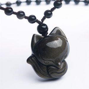 Hänge halsband naturliga guld obsidian sten mode spik man gåvapendern halsband