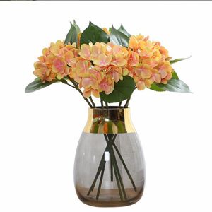 ONE Fake Flowers Single Stem Latex Hydrangea 17" Length Simulation Real Touch Mini Hydrangeas for Wedding Centerpieces
