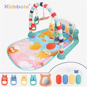 Música de bebê tocar tapetes piano ginástica nascida brinquedos infantis playmat aprendizando brinquedos de educação 0 12 meses barriga de rastreamento tapete de tapete 220531