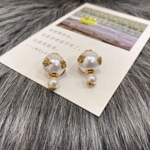 Designer Fashion Pearl Double Sided Earrings Net Red Brass Ladies Birthday Wedding Couple Gifts Charm