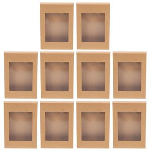 Gift Wrap 10Pcs Kraft Boxes Cookie Cake Craft Storage With Clear WindowGift