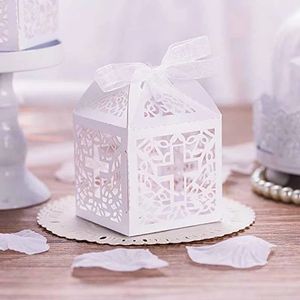 Favor Holders White Cross Candy Box Present Bag Vackning Baptism Baby Boy Girl Religion Church Wedding First Commonion Decoration Favor