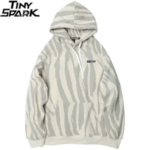 Erkekler Sokak Giyim Hip Hop Hoodie Sweatshirt Harajuku Çizgili Kamuflaj Hoodie Kazak Pamuk Sonbahar Kapşonlu Sweatshirt Hiphop 201126