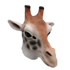 Giraffa Cervo Sika Maschera in lattice Maschera per testa di animale Halloween Latex Zoo Animal Cosplay Party Fancy Dress 220812