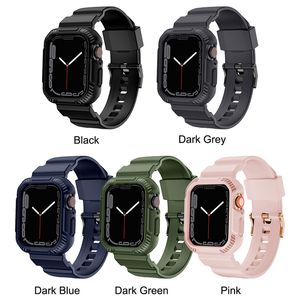 Men Women Sport Watch Band Case For Apple Watch TPU Smart Watch Straps Compatible With iWatch Series 1 2 3 4 5 6 7 8 SE Replacement Accessories 38mm 40mm 44mm 45mm