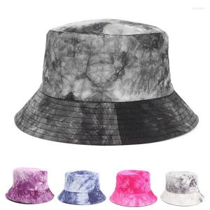 Basker dubbelsidig bärande cap visir hink hatt män och kvinnor street trend tie-färgade bläck målning mönster fiskare hatberets wend22
