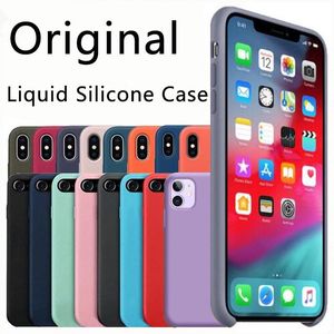 Liquid Silicone Soft Cover Mobiltelefonfodral för iPhone 15 14 13 11 12 Pro X XR XS MAX 7 6 6S 8 Plus stötsäker lyx med hög kvalitet