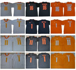 NCAA Tennessee Gönüllüleri Kolej Futbol Formaları 1 Jason Witten 16 Peyton Manning Jalen Hurd 11 Joshua Dobbs Üniversite Futbol Gömlekleri Turuncu Erkek S-XXXL