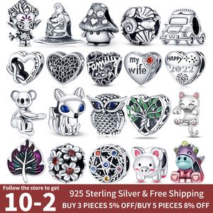 925 sterling silver dingle charm färg färg djur hjärtformad pärla passform pandora charms armband diy smycken tillbehör