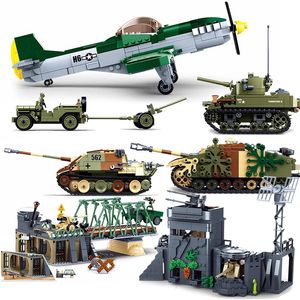WW2 Normandy Landings UK US Germany Army Sets Building Blocks Bricks Toys World War II 2 Military Vehicle Pershing Panther Tanks 220726