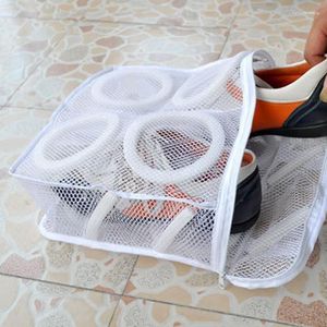 Tvättpåsar Polyester tvättskor mesh net Airbag Pouch Machine Cleaner Shoe Hanging Home Storage
